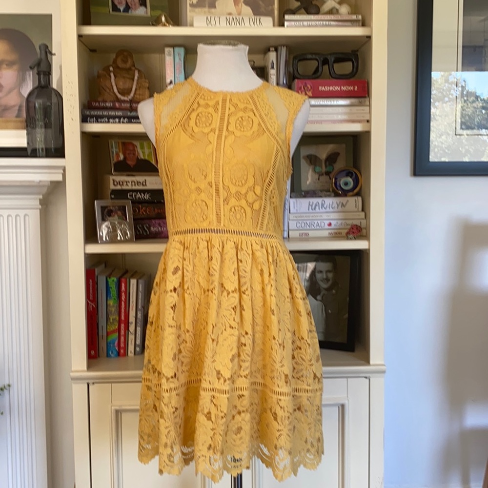 Xhilaration Yellow lace Mini dress size medium